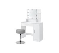 ML-Design Coiffeuse Table de Maquillage Blanc 90x38x137 cm avec Miroir Lumineaux et