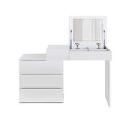 ML-Design Coiffeuse Table de Maquillage Blanc avec Miroir Pliant 117,5 x 78 x 45 cm, 4