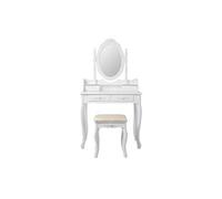 ML-Design Coiffeuse Table de Maquillage Blanc avec Tabouret, Miroir et 4 Tiroirs,