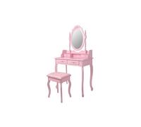 ML-Design Coiffeuse Table de Maquillage Rose avec Tabouret , Miroir et 4 Tiroirs ,