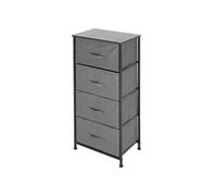 ML Design Commode en Tissu à 4 Tiroirs, 45x30x94 cm, Gris, Cadre en Métal Noir / Panneau