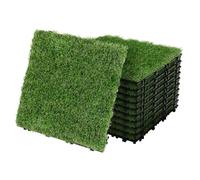 ML-Design Dalles Gazon Synthétique, 30x30 cm/33 pièces=3m², Clipsables avec Drainage, Pelouse Herbe Artificielle Revêtement de Sol à Cliquer Tapis Jardin Terrasse Extérieur Intérieur Résistant aux UV