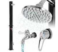 ML-Design Douche de Jardin Solaire 35 L 217 cm - avec Pomme de Douche à Effet Pluie Pivotante 180° - Noir - sans Électricité - Chauffage de l'eau jusqu'à 60°C - Douche Solaire pour Piscine Camping
