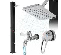 Douche solaire d'extérieur carré 40 l 217 cm + douche à pied et pomme de doucche Noir