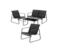 ML-Design Ensemble de Meubles de Jardin 4 Pièces, Noir, en Acier et Tissu Oxford
