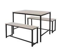 ML-Design Ensemble de Salle à Manger, 3 Pièces, Chêne Sonoma, 4 Personnes, 1 Table avec 2 Banquettes, en MDF et Structure en Acier, Set de Bar Industriel pour Cuisine Salon, Kit de Montage Inclus
