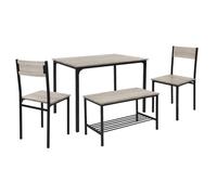 ML-Design Ensemble de Salle à Manger, 4 Pièces, Chêne Sonoma, 4 Personnes, Table avec 2 Chaises 1 Banc, Étagère de Rangement, en