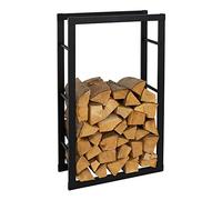ML-Design Étagère à Bois de Chauffage 60x100x25 cm Rectangulaire en Métal Noir, pour Intérieur/Extérieur, Porte-bûche Verticale Support de Rangement Stable Bois de Cheminée Poêle Design Moderne