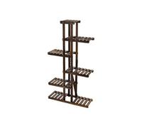 ML-Design Etagère à Fleurs en Bois, 75x27,5x140 cm, Brun Carbonisé, 6 Niveaux, Banc à Fleurs, Support de Pot de Plantes, Meuble de Rangement, Surface