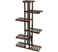 ML-Design Étagère à Fleurs en Bois, 75x27,5x140 cm, Brun Carbonisé, 6 Niveaux, Banc à Brun