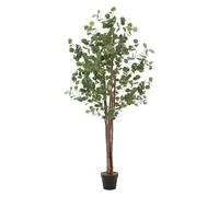 ML-Design Eucalyptus Artificiel 180 cm Décoratif, Plante Verte Grande avec Tronc en Bois Naturel, Fausse Plante en Pot, Déco Aspect Naturel, Arbre pour Intérieur/Extérieur Chambre Balcon Salon Bureau