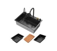 ML-Design Évier Multifonction de Cuisine Inox 68x46 cm Anthracite Encastré Rectangulaire avec Robinet avec Douchette Extractible