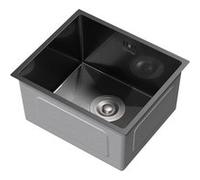 ML-Design Évier de cuisine 40x34cm anthracite acier inoxydable avec vidage et trop-plein évier à encastrer sous plan rectangulaire lavabo de cuisine moderne encastrable 1 bac simple petit avec siphon 