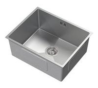 ML-Design Évier de cuisine 50x40 cm argent en acier inoxydable avec vidage et trop-plein évier à encastrer sous plan rectangulaire lavabo de cuisine moderne encastrable 1 bac simple petit avec siphon 