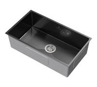 ML-Design Évier de cuisine 70x40cm anthracite acier inoxydable avec vidage et trop-plein évier à encastrer sous plan rectangulaire lavabo de cuisine moderne encastrable 1 bac simple petit avec siphon