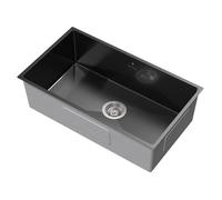 ML-Design Évier de Cuisine XXL en Acier Inoxydable, 70x40 cm, Anthracite avec Vidage et Trop-Plein Bassin à Encastrer Rectangulaire