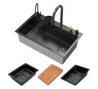 ML-Design Évier Multifonction Inox 75x46 cm Anthracite de Cuisine Encastré Rectangulaire avec Robinet avec Douchette Extractible