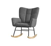 ML-Design Fauteuil à Bascule Gris Foncé, avec Housse en Tissu Eponge, Structure en Acier,