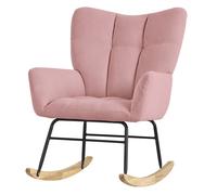ML-Design Fauteuil à Bascule Rose, avec Housse en Tissu Eponge, Structure en Acier, Pieds