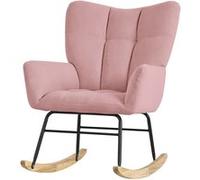 ML-Design Fauteuil à Bascule Rose, avec Housse en Tissu Eponge, Structure en Acier, Pieds