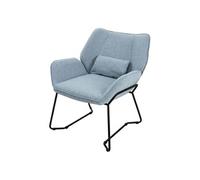 ML-Design Fauteuil de Relaxation Bleu, Rembourré en Éponge Polyester Lin, Structure Noir Blau