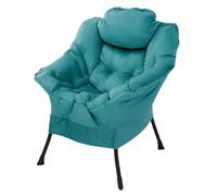 ML-Design Fauteuil de Relaxation Pétrole, Rembourré avec du Coton PP Polyester, Structure Noir en Acier, Dossier et Accoudoirs Ergonomiques, Poche Latérale Inclus, pour Salon Chambre Bureau