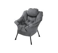 ML-Design Fauteuil de Relaxation Anthracite, Rembourré avec du Coton PP Polyester, Structure Noir en Acier, Dossier et Accoudoirs Ergonomiques, Poche Latérale Inclus, pour Salon Chambre Bureau