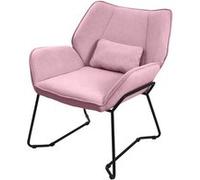 ML-Design Fauteuil de Relaxation Rose, Rembourré en Éponge Polyester Lin, Structure Noir Rosa