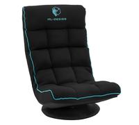 ML-Design Fauteuil de Sol Gaming Noir-Turquoise, Pivotant 360°, Modèle de Jeu Pliable avec Appui-Tête, Dossier Réglable et Rembourré, Siège Multi-Positions Relaxant, Confort Lounge Salon ou Chambre