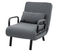 ML-Design Fauteuil Lit 1 Place Convertible, Chauffeuse Canapé Pliable 3 en 1, Dossier Réglable 6 Positions, Oreiller, Housse en Tissu Amovible, Cadre en Acier, pour Invités Salon Bureau, Anthracite
