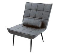 ML-Design Fauteuil Lounge Anthracite - Rembourré avec Coussin Lombaire, Design Rétro, Pieds Métalliques, Ergonomique & Facile d'entretien, Chaise de Lecture, Canapé Individuel d'Accentuation Salon
