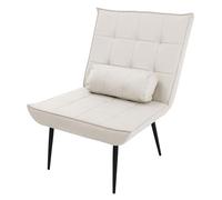ML-Design Fauteuil Lounge Crème - Rembourré avec Coussin Lombaire, Design Rétro, Pieds Métalliques, Ergonomique & Facile d'entretien, Chaise de Lecture, Canapé Individuel d'Accentuation Salon
