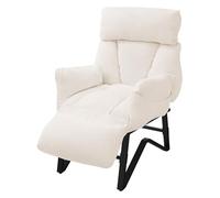 ML-Design Fauteuil Relax Beige en Lin, Structure d'acier, Dossier Repose-Pied et Accoudoirs Réglables, Siège Inclinable Rembourré, Coussins Confortables, Chaise Longue Lecture avec Poches Latérales