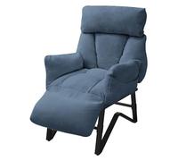 ML-Design Fauteuil Relax Bleu en Lin, Structure d'acier, Dossier Repose-Pied et Accoudoirs Réglables, Siège Inclinable Rembourré, Coussins Confortables, Chaise Longue Lecture avec Poches Latérales