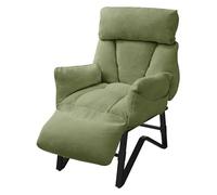 ML-Design Fauteuil Relax de Salon Manuel Chaise Inclinable avec Repose Pied | Siège Rembourré en Lin Vert avec Poches Latérales, Revêtement Moelleux, Corps en Acier, Dossier et Accoudoirs Réglables