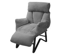 ML-Design Fauteuil Relax Gris en Lin, Structure d'acier, Dossier Repose-Pied et Accoudoirs Réglables, Siège Inclinable Rembourré, Coussins Confortables, Chaise Longue Lecture avec Poches Latérales