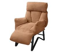 ML-Design Fauteuil Relax Marron en Lin, Structure d'acier, Dossier Repose-Pied et Accoudoirs Réglables, Siège Inclinable Rembourré, Coussins Confortables, Chaise Longue Lecture avec Poches Latérales
