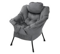 ML-Design Fauteuil Relax pour Salon, avec Poche Latérale et Appuie-Tête | Anthracite, Fauteuil de Lecture Confortable Moderne, Cadre Métallique Robuste, pour Chambre Bureau Coin, Charge 120 kg