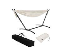 ML-Design Hamac Double avec Support Réglable, Acier, Beige, Place pour 2 Personnes, Intérieur/Extérieur, Chaise Hamac XXL, avec Sac Pratique/Sac de Transport, Portable, pour Jardin, Camping, Balcon
