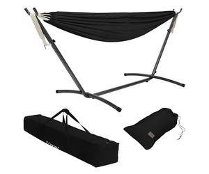 ML-Design Hamac Double avec Support Réglable, Acier, Noir, Place pour 2 Personnes, Intérieur/Extérieur, Chaise Hamac XXL, avec Sac Pratique et Sac de Transport, Portable, pour Jardin, Camping, Balcon