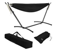ML-Design Hamac Double avec Support Réglable Acier Noir pour 2 Personnes Chaise Hamac XXL avec Sac de Transport pour Jardin Balcon