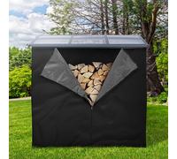 ML-Design Housse d'Étagère à Bois de Cheminée, 240L x 165H cm, Noir, Résistant aux Intempéries, Polyester avec Revêtement PVC, Bâche de Protection Étagère à Bois de Chauffage, Couverture de Pluie