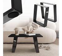 ML-Design Jeu 2X Pieds de Table 80GRAD Inclinaison, 40x43 cm, Aspect Vintage Industriel, Profil 8x2 cm, Pieds de Table Inclinés, Patins de Meubles en Métal, Piètement pour Table Basse/Banquette