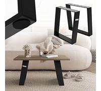 ML-Design Jeu 2X Pieds de Table 80GRAD Inclinaison, 40x43 cm, Noir, Profil 8x2 cm, Pieds de Table Inclinés, Patins de Meubles en Métal, Design Industriel, Piètement en Acier, Table Basse et Banquette