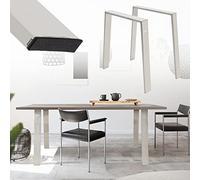 ML-Design Jeu 2X Pieds de Table Loft 75x72 cm, Argent, Profil 8x2 cm, Acier Inoxydable, Design Industriel, Forme en U, Piètement de Table Scandic, Profilé Carré, Patins de Table Basse et de Banquette