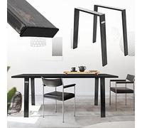 ML-Design Jeu 2X Pieds de Table Loft 75x72 cm, Profil 8x2 cm, Acier Inoxydable, Design Industriel Vintage, Forme en U, Piètement de Table Scandic, Profilé Carré, Patins de Table Basse et de Banquette