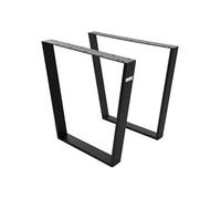 ML-Design Jeu 2x Pieds de Table Trapèze 75x72 cm, Noir, Forme de V, Profil 8x2 cm, Acier