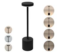ML-Design Lampe de Table LED Ø8x34,5cm Noire, 3 couleurs de Lumière, Intensité Réglable, Capteur Tactile, Batterie Rechargeable USB-C, Éclairage de Bureau, Lecture, sans Fil Portable, Design Moderne