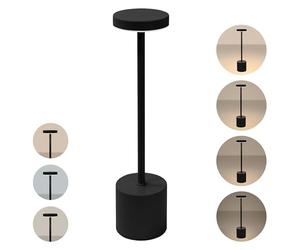 ML-Design Lampe de Table LED Ø8x34,5cm Noire, 3 couleurs de Lumière, Intensité Réglable, Capteur Tactile, Batterie Rechargeable USB-C, Éclairage de Bureau, Lecture, sans Fil Portable, Design Moderne
