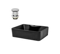 ML-Design Lavabo à Poser en Céramique Noir Mat, 490 x 365 x 140 mm, Rectangulaire, avec